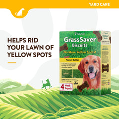 Perro comiendo NaturVet GrassSaver sabor mantequilla de cacahuete.
