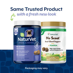 NaturVet No Scoot: gomitas para perros en primer plano con calabaza