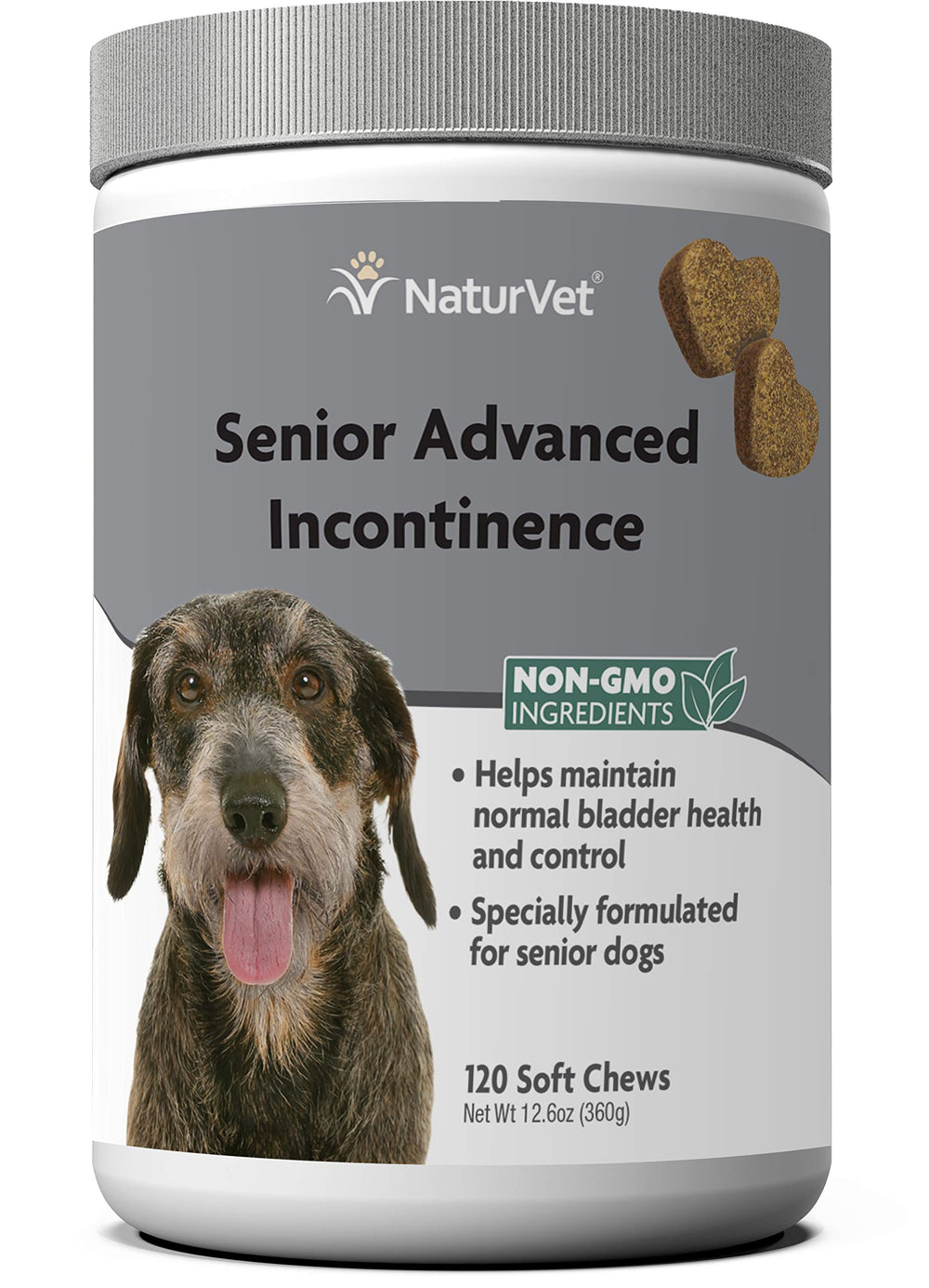 NaturVet Senior: incontinencia perro bocaditos suaves - ayuda al control urinario.
