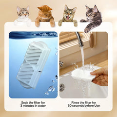 NautyPaws filtración triple mejora el flujo de agua limpia.