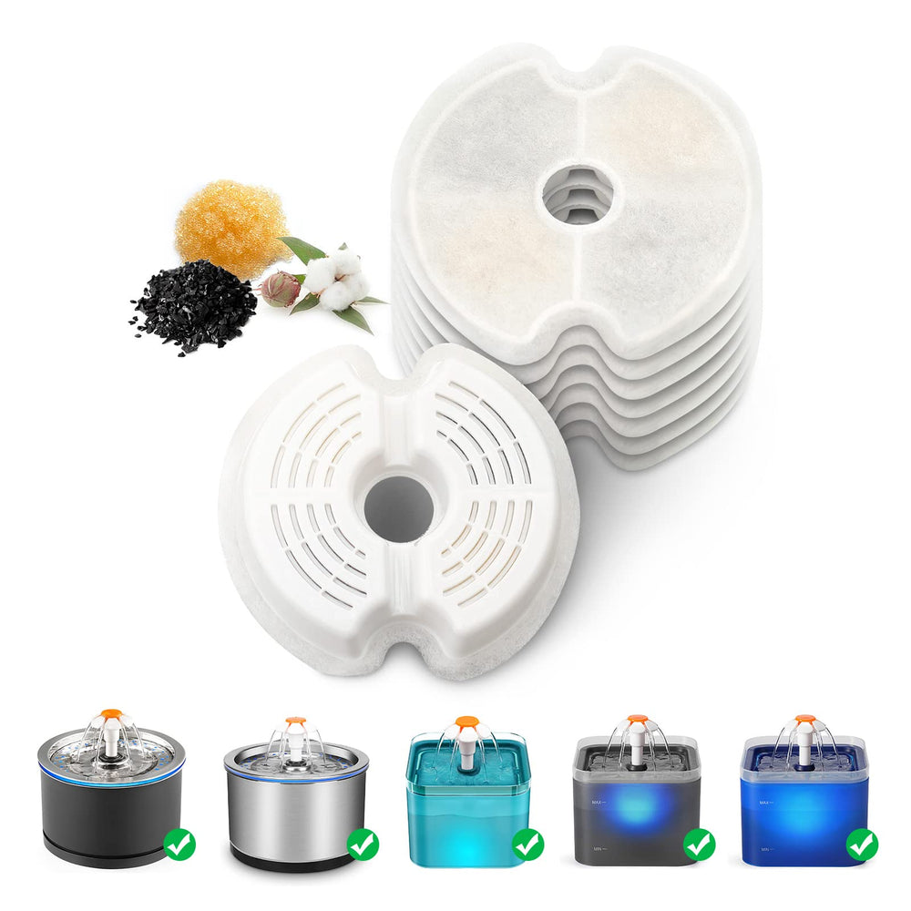 Filtros NautyPaws de carbono, cuatro etapas, en paquete de ocho para purificar el agua del gato.