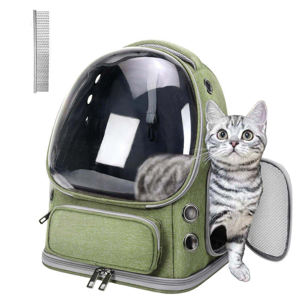 Transportín NAXYOO para gatos con ventanas burbuja claras para vigilar al felino durante el viaje.