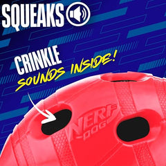 Nerf Dog Futbol lateral, 6 pulgadas, visible desde un costado para seguimiento.