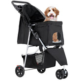NEWBULIG Carrito para mascotas con tres ruedas ofrece estabilidad para paseos diarios.