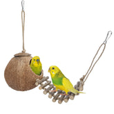 Niteangel escondite coco con escalera para aves, área de juego segura y natural.
