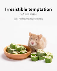 Trozo de okra liofilizada, snack natural para roedores.
