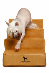 Noah & Paw escaleras para perro cuero lujo facilita subir a la cama