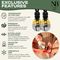 Noble Bells con dos campanas, lista para usar en dos mascotas.