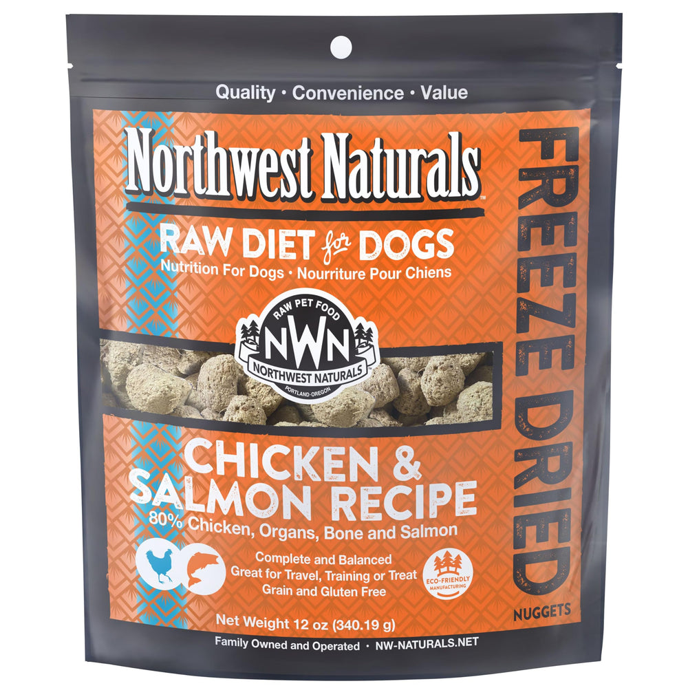 Northwest Naturals bocaditos pollo-salmon, empaque práctico para viaje