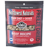 Northwest Naturals bocaditos res liofilizados: snack proteico para perros y pelaje saludable.