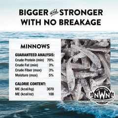 Northwest Naturals Minnows empaque liofilizado, almacenamiento conveniente para viajes.