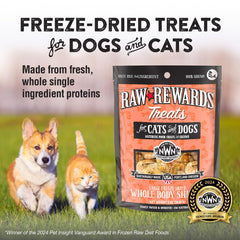 Northwest Naturals morceaux crevettes lyophilisées, texture facile à mâcher pour tous les animaux.