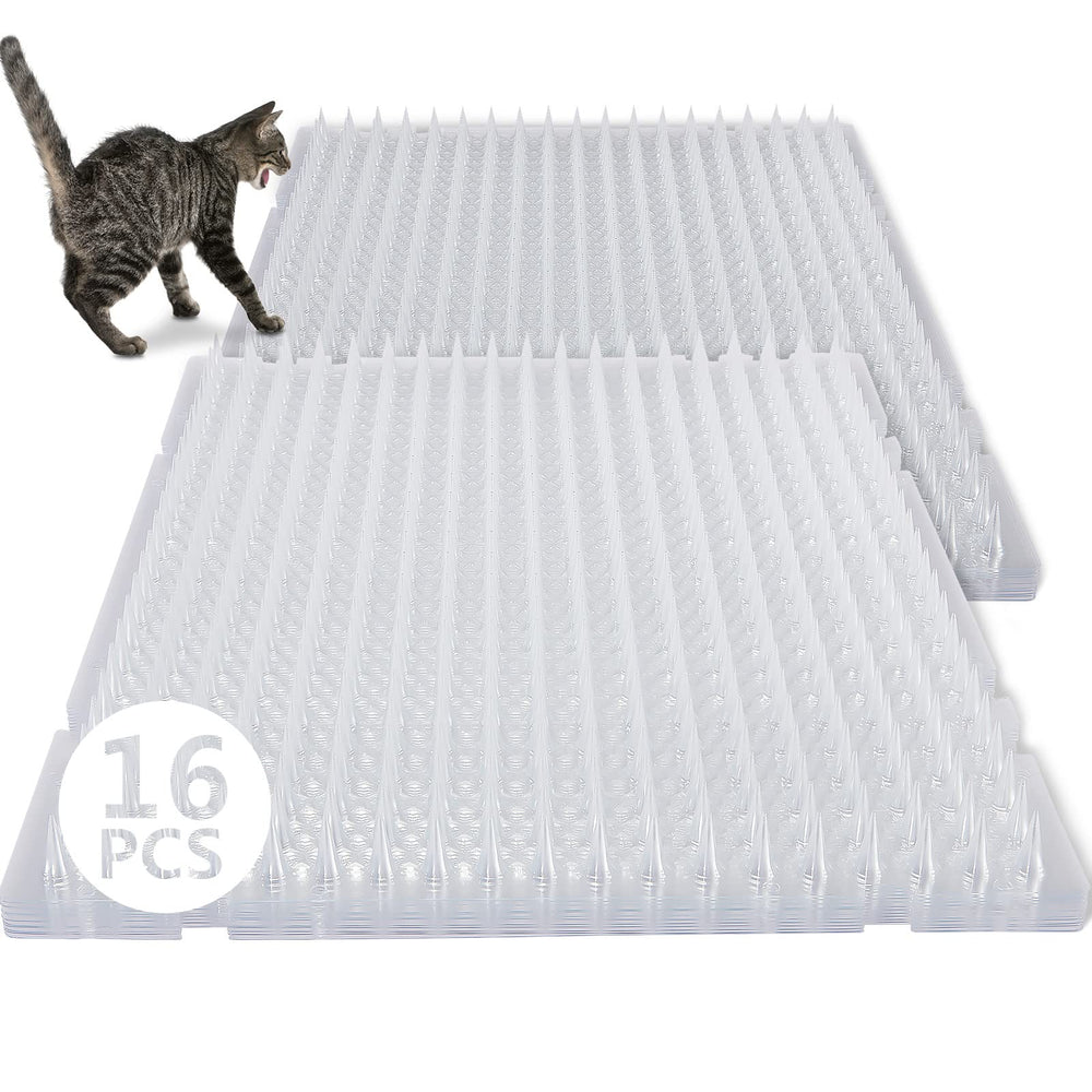 Alfombrilla repelente Nuanchu para gatos con espigas transparentes, ideal para uso exterior.