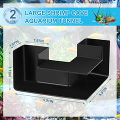 Nuanchu cueva de acuario negra para pez y camarones, refugio cómodo