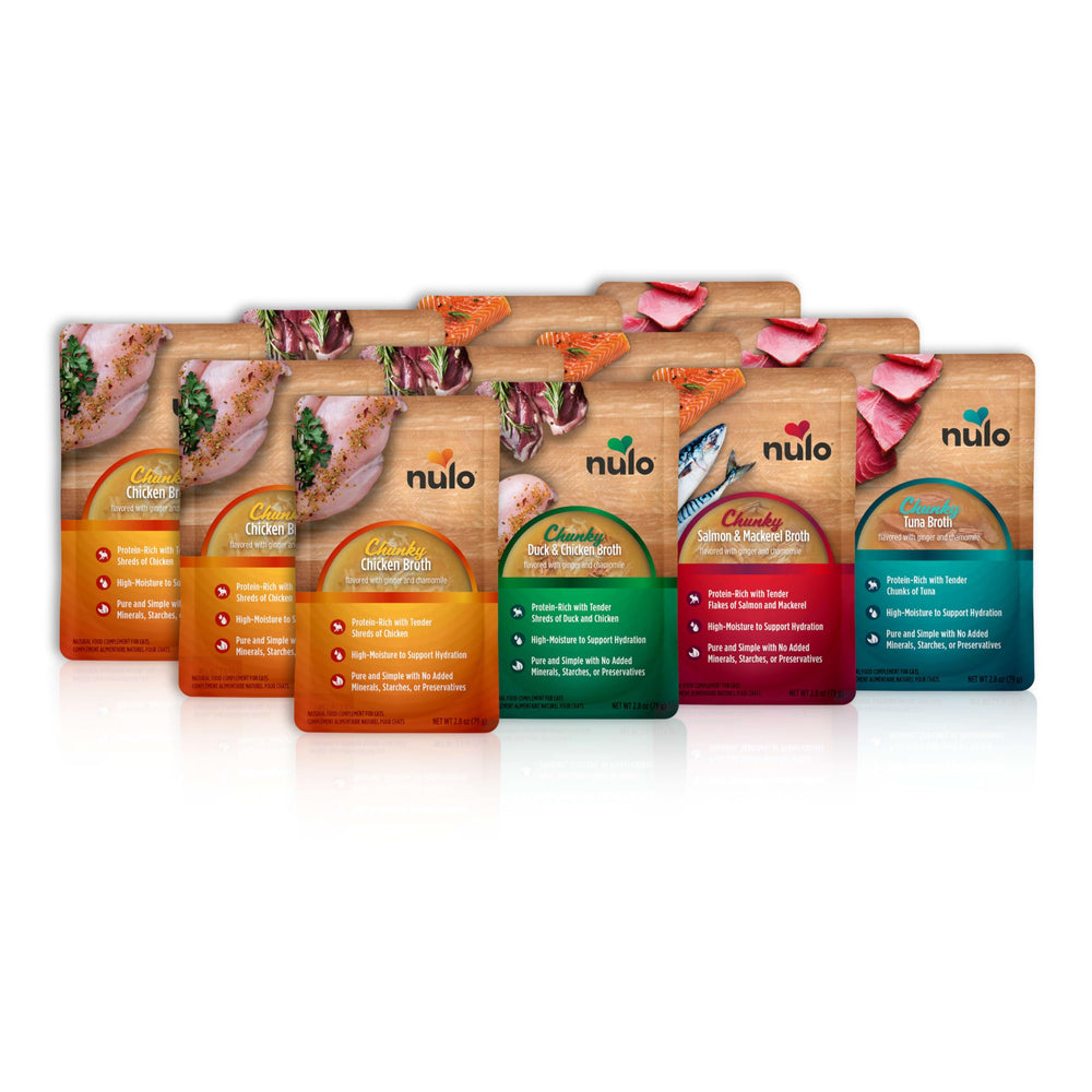 Nulo Caldo para Gatos y Gatitos, pack 12 sobres realza la comida con proteína y sabor
