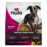 Nulo carne liofilizada con manzanas; porcion lista para alimentar con sabor natural.