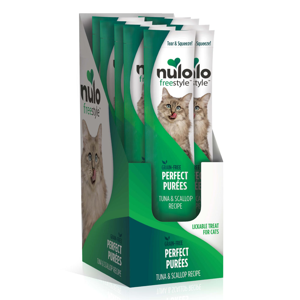 Nulo Freestyle Purees atún y vieira en pouch, recompensa sabrosa para tu gata.