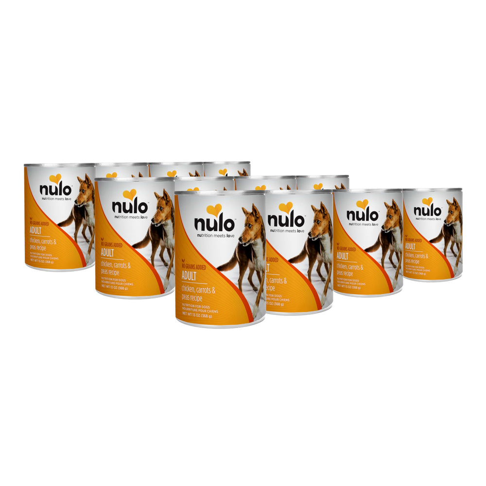 Nulo lata pollo zanahorias guisantes: proteína real para energía diaria.