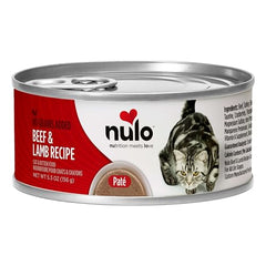 Etiqueta frontal de Nulo paté muestra ingredientes sin granos