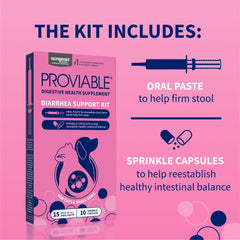 Nutramax Proviable: caja del kit con instrucciones claras para uso en casa.