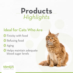 Gato comiendo Nutri-Cal con sabor a malta.