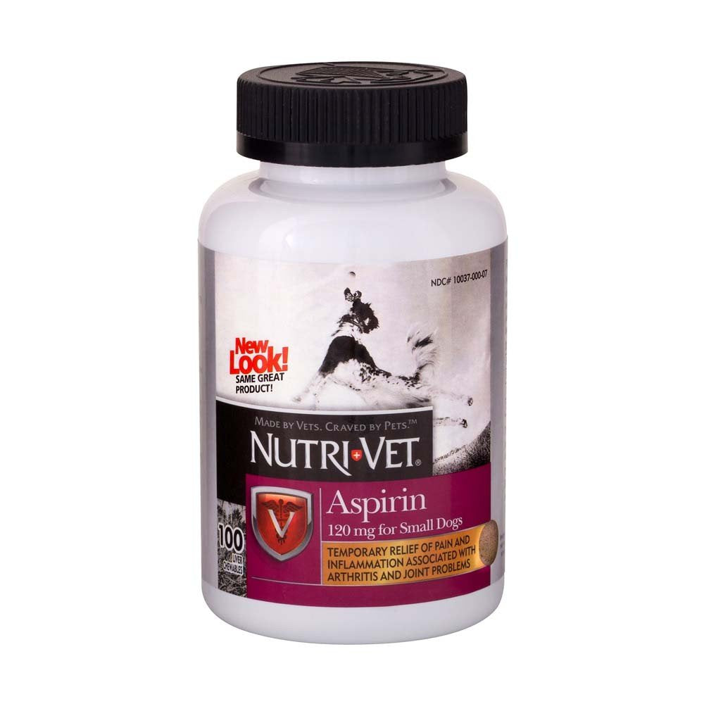 Nutri-Vet Aspirina para perros pequeños en envase doble facilita la toma.