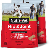 Nutri-Vet galletas para articulaciones, perro en primer plano, apoyo a la movilidad diaria.