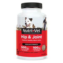 Nutri-Vet Hip & Joint en botella, soporte diario para la movilidad de perros activos.