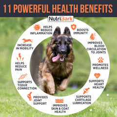 Nutribark glucosamina para perros, masticables suaves con sabor pollo para movilidad.