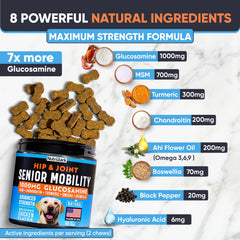 Nutribark glucosamina para perros, masticables sabor tocino para mayor flexibilidad.