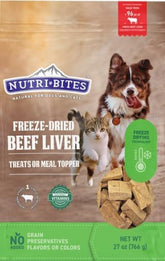 Nutribite higado de res liofilizado envase 27oz, ideal como recompensa sabrosa.