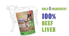 NutriBites hígado de res deshidratado, alta proteína para perros y gatos.