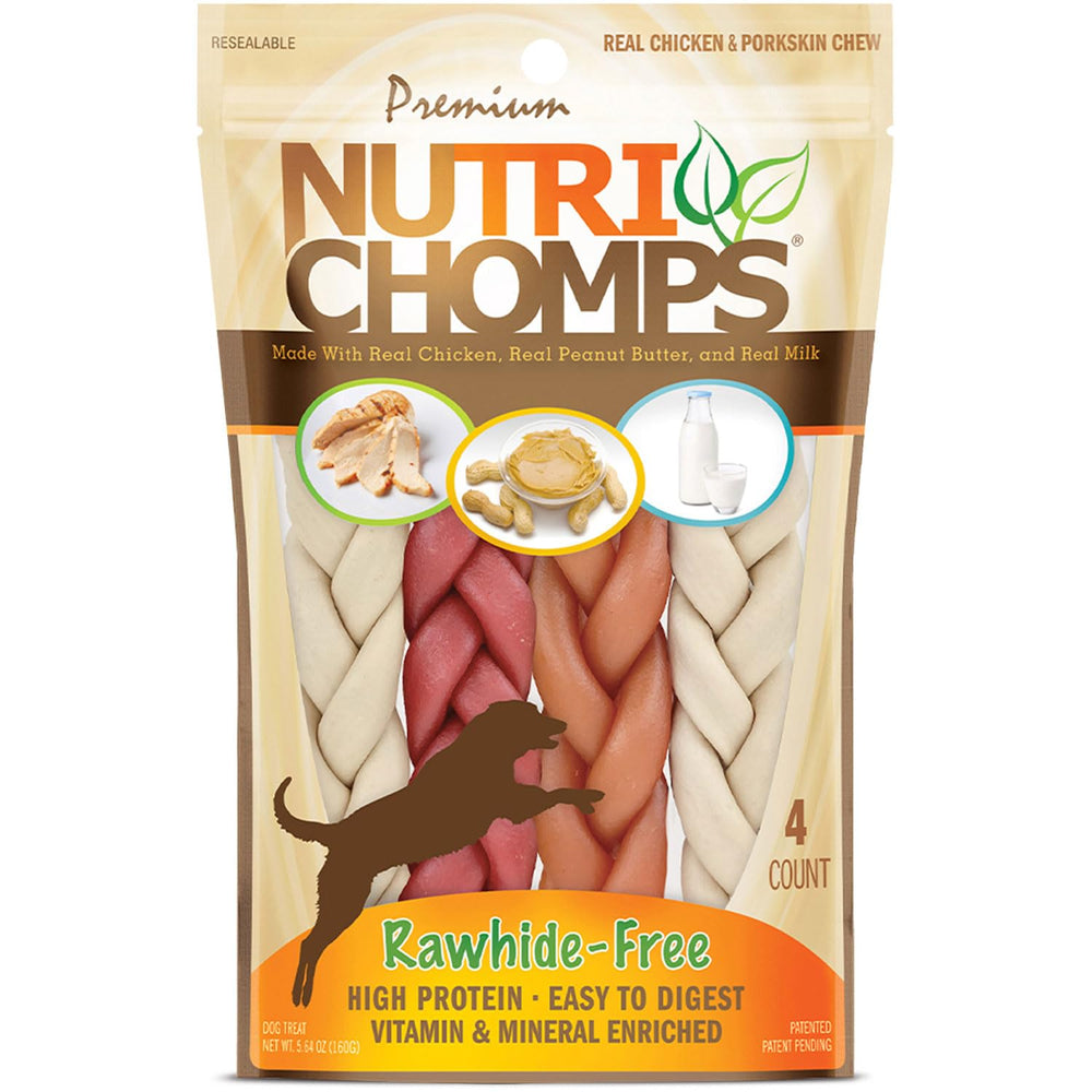 NutriChomps trenzas de 6 pulgadas, sabor pollo real, fácil de digerir.