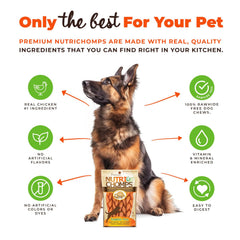 NutriChomps trenza pollo real, opción atractiva para perros quisquillosos.