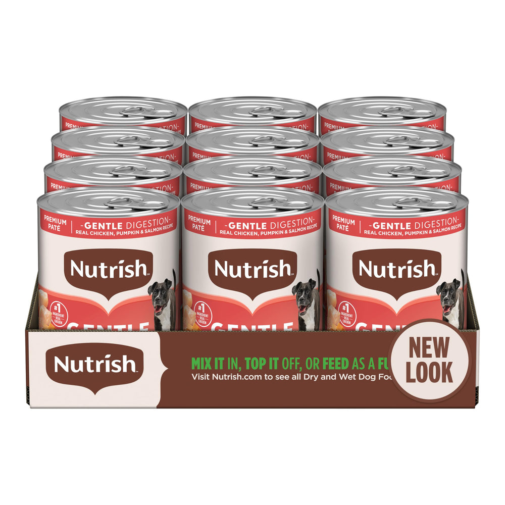 Nutrish paté suave con pollo real para perros, apoyo digestivo suave.