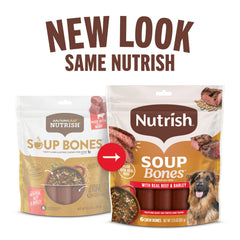 Nutrish Huesos de Sopa con carne real y cebada, sabor atractivo para perros.