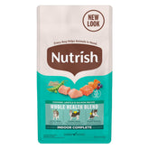Nutrish Indoor Complete bolsa 3 lb para gatos indoor, fácil de almacenar.