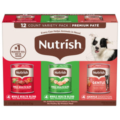 Nutrish pack de 12 latas de paté 13 oz, opción conveniente para comidas húmedas