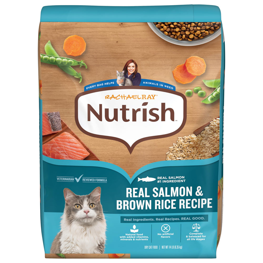 Nutrish Rachael Ray salmón real en tazón, sabor que atrae gatos exigentes