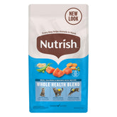Nutrish salmón real y arroz integral en bolsa de 6 lb, alimento seco para gatos.