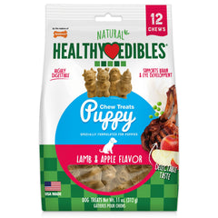 Nylabone Healthy Edibles, masticable para cachorros, sabor cordero y manzana favorece masticación suave.