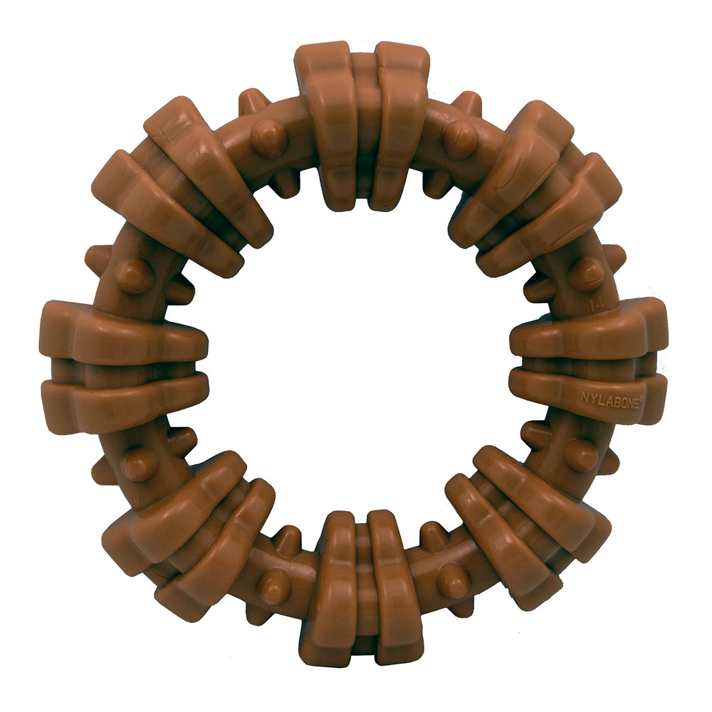 Nylabone Power Chew: anillo texturizado para perros grandes, ayuda a limpiar dientes.