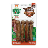 Nylabone comestibles saludables con centro carne sabroso, recompensa duradera para perros juguetones