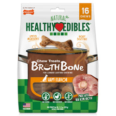 Nylabone Healthy Edibles: hueso de caldo natural con sabor jamón para perros