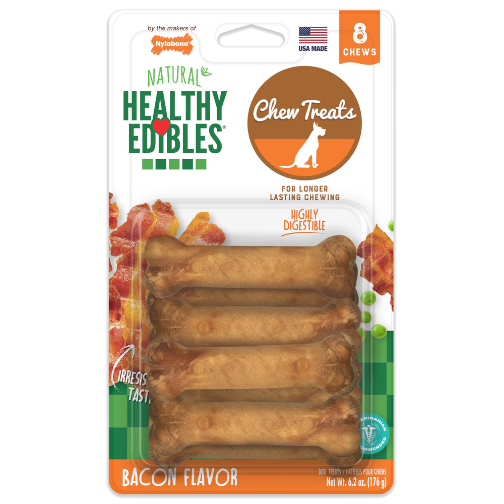 Nylabone Healthy Edibles tocino sabor para perros pequeños, ideal para entrenamiento.