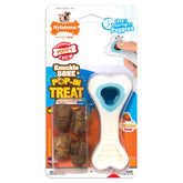 Nylabone Knuckle Pop-In: juguete premio para cachorros que mantiene entretenidos y promueve masticación segura.