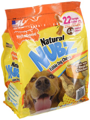 Nylabone Natural Nubz cuidado dental para perros, sabor pollo, fabricado en Estados Unidos.