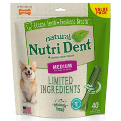 Nylabone Nutri Dent: empaque del producto, limpieza dental natural para perros.