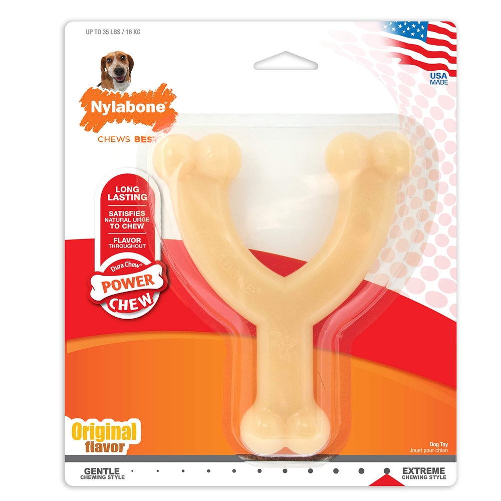 Nylabone Original Wishbone: juguete de nylon duradero para perros que muerden con intensidad.