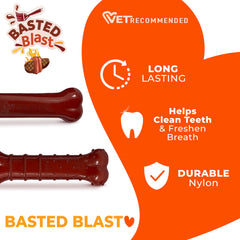 Nylabone Huesos con sabor tocino y filete, dos capas para masticar.